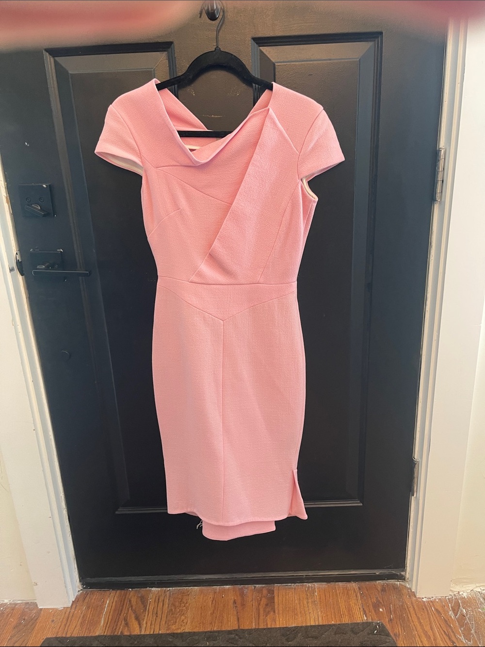 Roland Mouret Pink Draped Sheath Midi Dress European 8 fits like a US O